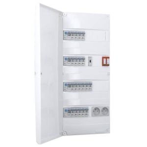 IKEPE Tableau électrique pré équipé à vis 4 rangées 2ID 40A 2ID 63A 19 disjoncteurs