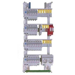 Intérieur du tableau électrique Ikepe pré équipé auto 4 rangées 2ID 40A 2ID 63A 19 disjoncteurs