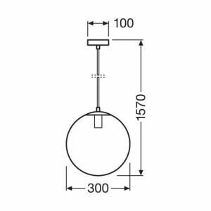 Dimension de la suspension globe verre fumé