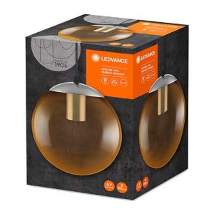 Suspension vintage E27 LEDVANCE D200mm verre orange 1906 bubble - 217423