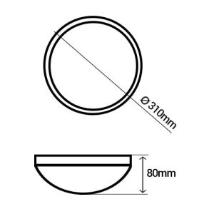 LEDVANCE Hublot intérieur LED Orbis 230V 16W 1000lm CCT 310mm - schéma avec dimensions
