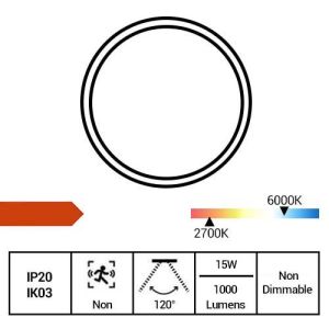 LEDVANCE Hublot intérieur LED Orbis 230V 16W 1000lm CCT 310mm - fiche technique