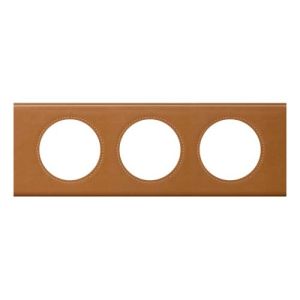 LEGRAND Céliane Plaque Matières 3 postes Cuir caramel - 069423