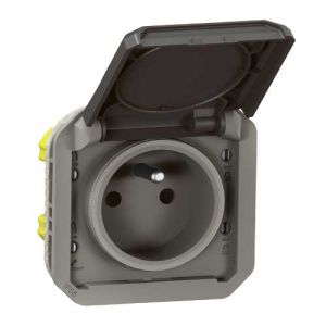 Prise 2P+T à composer étanche anthracite IP55 LEGRAND Plexo