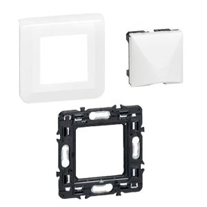 Sortie de câble + plaque de finition Legrand Mosaic + support de fixation Legrand BATIBOX