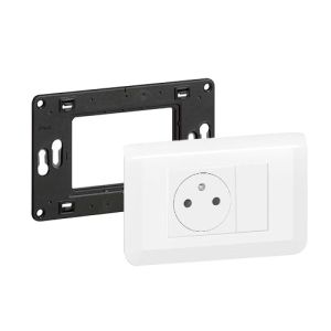 LEGRAND Mosaic Interrupteur va et vient + prise de courant étroit saillie complet blanc
