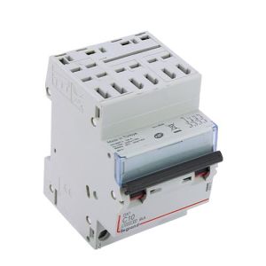 Disjoncteur LEGRAND DX3 tétrapolaire 10A auto/vis courbe C 4,5kA 400V - vue de dessus