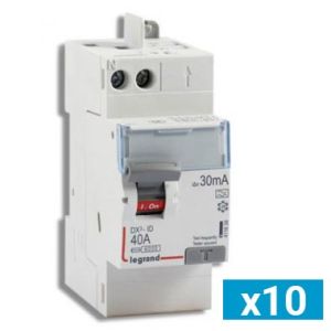 Lot de 10 Interrupteurs différentiels LEGRAND DX3 40A 30mA type A auto 230V