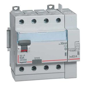 Interrupteur différentiel tétrapolaire LEGRAND DX3 63A 30mA type AC auto 5 modules 400V