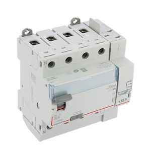 Interrupteur différentiel LEGRAND DX3 tétrapolaire 40A 30mA type F 5 modules 400V - vue de dessus