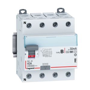 Interrupteur différentiel LEGRAND DX3 tétrapolaire 40A 30mA type B 4 modules 400V