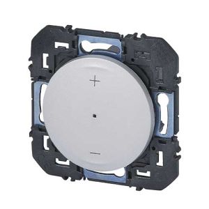 Variateur de lumière Legrand Dooxie finition alu - vue de profil