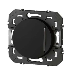 Interrupteur va-et-vient Legrand Dooxie noir mat avec voyant lumineux - vue de profil