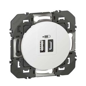Double prise USB Legrand Dooxie Type-A et Type-C
