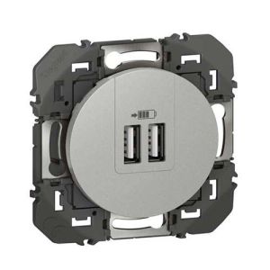 Double prise USB Type-A Legrand Dooxie finition alu