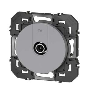 Prise TV Legrand Dooxie finition alu - vue de profil