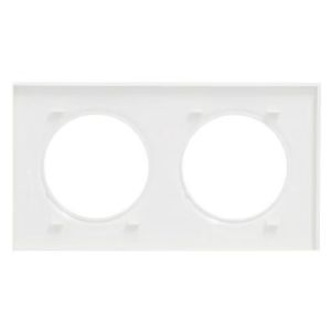 plaque 2 postes Legrand Dooxie® blanc avec bague chromée - vue de dos