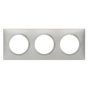 Plaque 3 postes Legrand Dooxie effet aluminium - vue de face