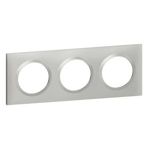 Plaque 3 postes Legrand Dooxie effet aluminium