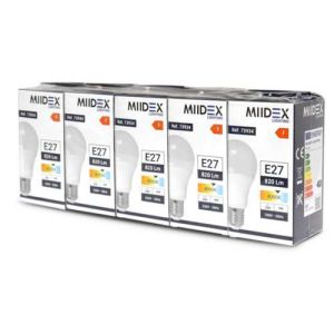 Lot de 5 ampoules LED E27 8,5W Miidex