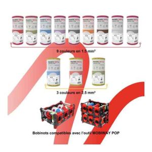 fil électrique H07V-U 1,5mm² blanc Nexans Mobiway Pop - bobine 100m