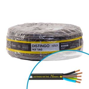 Couronne de 100m de câble électrique rigide R2V 5G2,5mm² Nexans Distingo NX'Tag