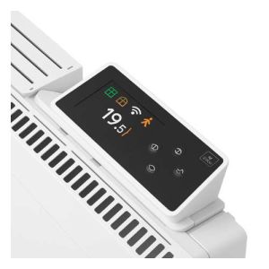 radiateur connecté à inertie fonte Noirot Walter 2 1000W blanc - photo boitier de commande digital