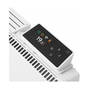 radiateur connecté à inertie fonte Noirot Walter 2 2000W blanc avec boitier de commande digital