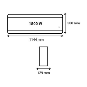 radiateur connecté à inertie fonte plinthe Noirot Walter 2 1500W - schéma avec dimensions