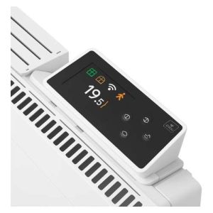 radiateur connecté à inertie fonte Noirot Walter 2 1500W blanc avec boitier de commande digital