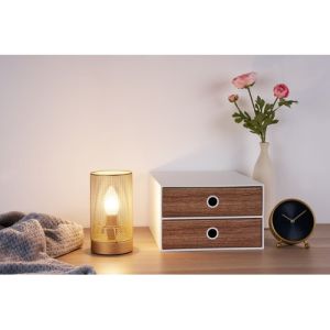 lampe à poser Paulmann dorée en mesh idéale sur une commode