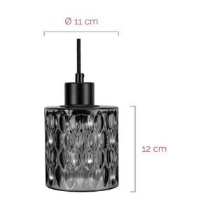 Suspension Pauleen Gleaming Magic en verre noir fumé - dimensions