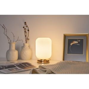Lampe à poser blanche et doré Paulmann Noble Purity idéale dans une chambre ou un salon