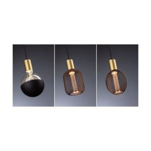 suspension Paulmann Ravi noir mat et doré avec différents types d'ampoules
