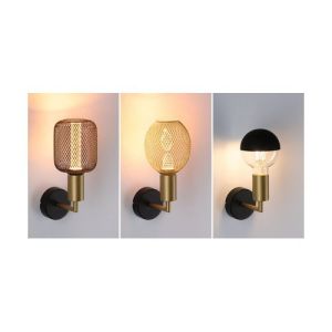 applique Ravi Paulmann noir et doré avec différents types d'ampoules décoratives