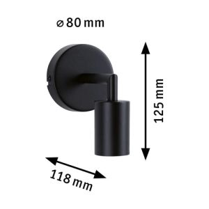 Applique murale noir mat Paulmann Jaron - dimensions