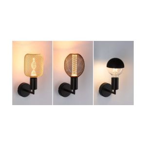 Applique murale noir mat Paulmann Jaron avec différents types d'ampoules décoratives