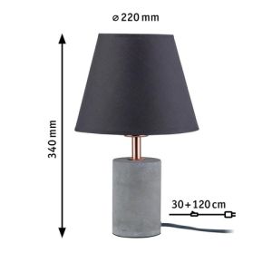 Dimensions de la lampe à poser Paulmann Neordic avec abat-jour en tissu