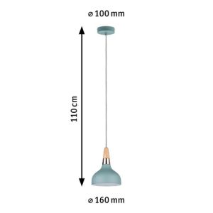 Dimensions suspension Paulmann Neordic Juna vert satiné, bois et métal