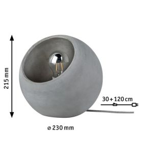 Lampe à poser Paulmann Neordic Ingram en béton gris - dimensions