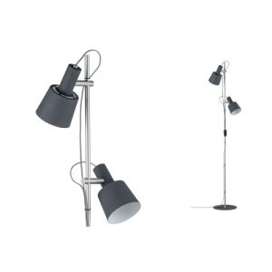 Zoom lampadaire Paulmann Neordic Haldar E14 gris foncé et chrome mat