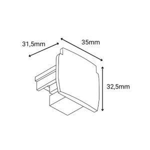 Terminaison pour rail PRORAIL3 noir PAULMANN - dimensions