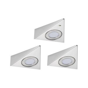 Lot de 3 éclairages LED sous meuble PAULMANN TRIAS acier brossé