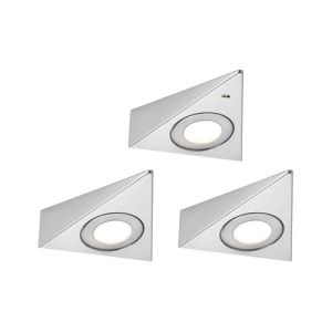 Lot de 3 éclairages LED éclairés sous meuble PAULMANN TRIAS acier brossé
