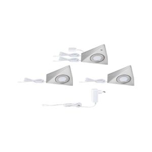 Lot de 3 éclairages LED sous meuble PAULMANN TRIAS acier brossé avec alimentation