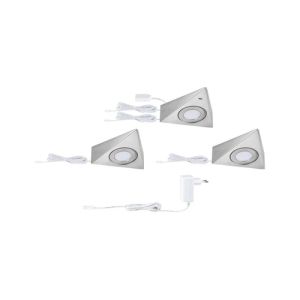 Lot de 3 éclairages LED sous meuble PAULMANN TRIAS acier brossé + accessoires