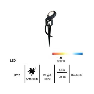 Kit de 3 spots LED extérieurs sur piquet orientable Paulmann Plug & Shine - fiche technique