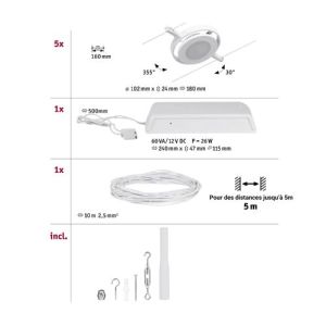 Détail du kit  de système sur câbles spot LED Corduo Paulmann