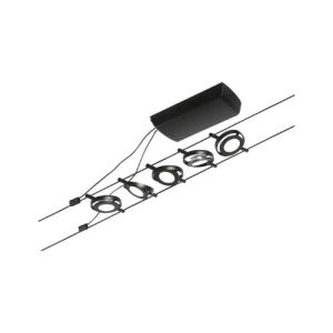 Kit de 5 Spots LED sur câbles Paulmann CORDUO ROUNDMAC noir