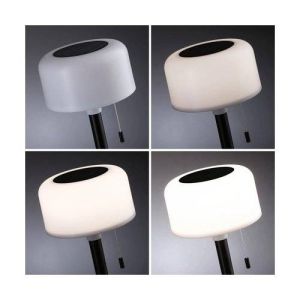 luminaire rechargeable solaire Paulmann Bartja avec différentes intensité lumineuse